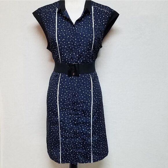 JASON Wu for Target Blue Polka Dot Sleeveless Collared Pleated Shift Mini Dress - Picture 2 of 12